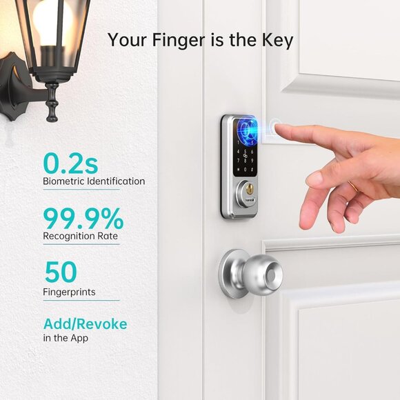 TWO Hornbill Keyless‎ Entry Door Lock Smart Deadbolt with Handlesets - Picture 7 of 12